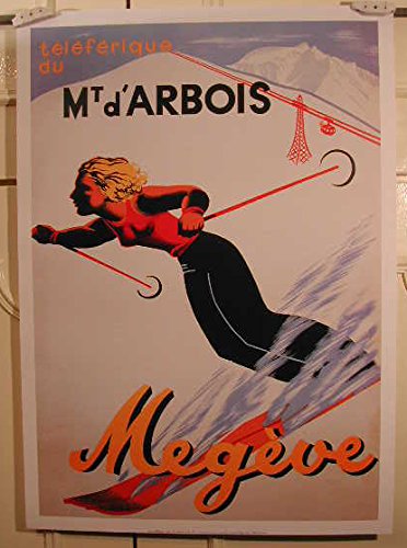 Poster souvenir Megève Téléphérique du Mont d'Arbois 50x70 cm pour amoureux de montagne