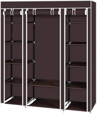 GAMEMEN Armario portátil de 69 pulgadas organizador de almacenamiento de armario con estantes y cubierta para colgar ropa tela no tejida montaje