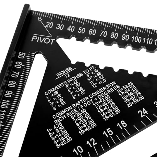 Aluminium Carpenter's Roofing & Woodworking Speed Square - 30cm Metric Rafter Triangle Ruler Protractor - Angle Measuring & Marking Tool for Carpentry, Construction & DIY Projects - Image 2