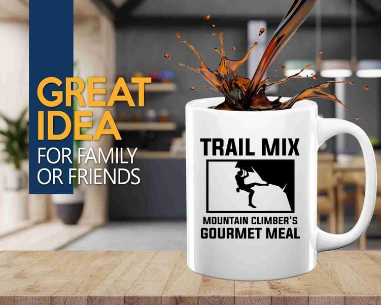 Mountain Climbing Coffee Mug 11oz White -Trail mix: - Sport Teammate Athletic Gymnastics Pro Player Athlete Coach Trekking, BHUGSLEADER8526 image 2