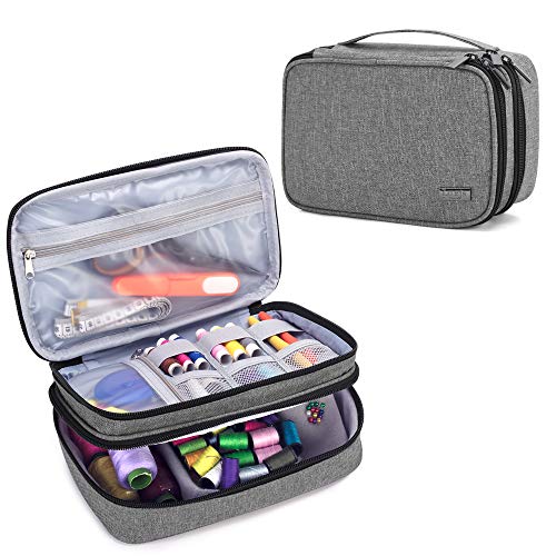 Luxja Sewing Accessories Organizer, Double-Layer Sewing Supplies Organizer for Needles, Scissors,...