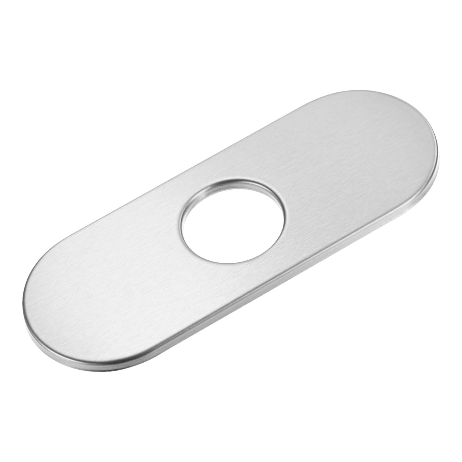 M METERXITY Faucet Deck Plate, 6 Inch 304 Stainless Steel Oval Hole Cover Escutcheon Deck Plate for Bathroom/Kitchen Sink [Brushed Silver] — image 1