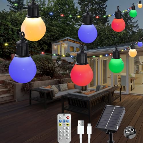 Litark Guirlande Solaire Extérieur avec 20 G40 Ampoules, 10M Decoration Noel Exterieur Solaire avec Télécommande, 8 Modes, Etanche, Décoration pour Jardin,...