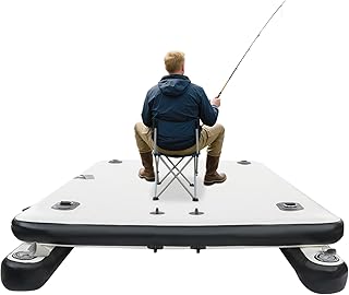 250 * 160 * 15cm Aufblasbare Schwimmende Plattform, Aufblasbare Angelplattform, Tragbares Fischerboot mit Dual-Action-Luftpumpe für Kompatibel mit dem Außenborder, See, Fluss, Ozean 400kg