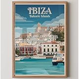 MJ-GRAPHICS® Poster Ibiza Wandbild Hafen Stadtansicht 