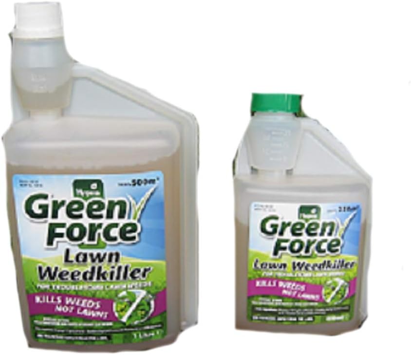 GREEN FORCE KILLS YOUR WEEDS NOT YOUR LAWN 500ML OR 1LT SELECTIVE WEEDKILLER (1LT COVERS 500M2)