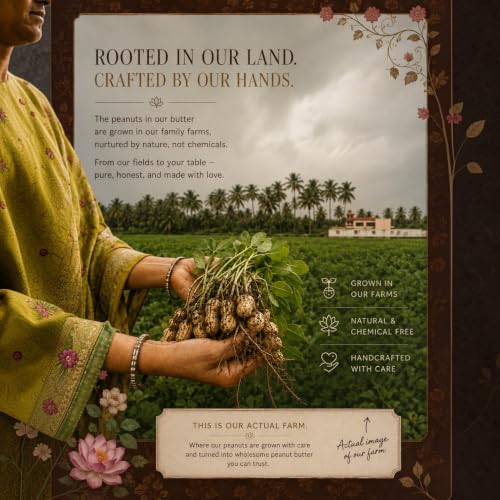 Image of KOLLAMAI Natural Peanut Butter Crunchy 1kg | Unsalted & Unsweetened | 100% Roasted Peanuts | 32g Protein | No Added Sugar or Oil | Vegan Spread | High Protein for Gym & Weight Loss (Pack of 1)