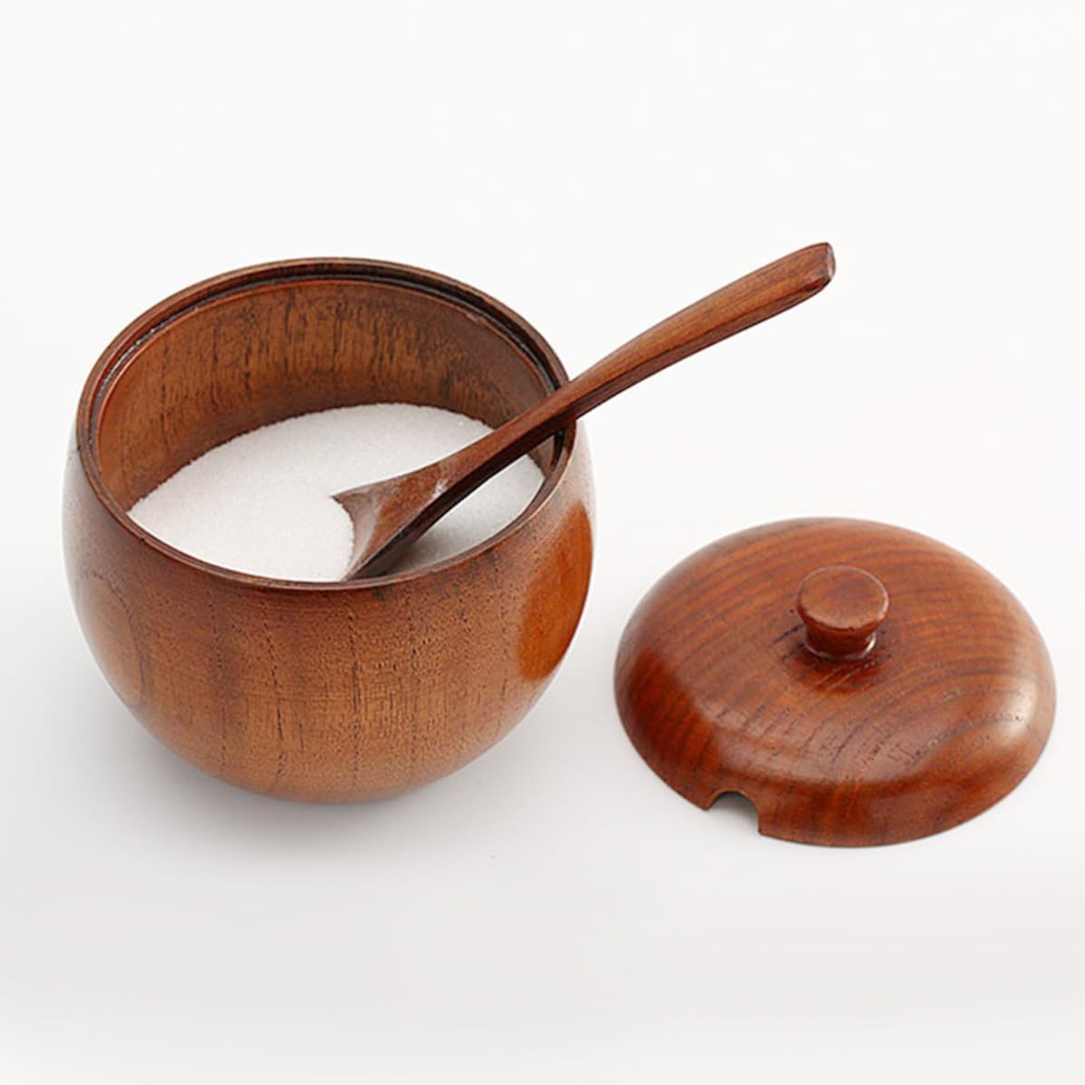 Angoily 2pcs Wood Spice Jar Seasoning Pot for Kitchen Salt Storage