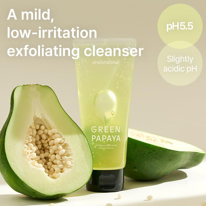 shaishaishai Green Papaya pH 5.5 Balanced Cleanser, Oil Balance 5.07 oz image 3