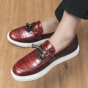 Amazon.com | Casual Loafer Men's Flat Leather Shoes Tassel Loafers