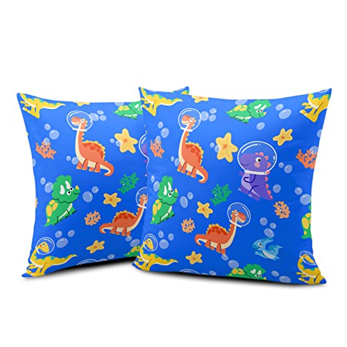 Kwlegh Summer Cute Beach Throw Pillow Covers 18 X 18 Set Of 2 Blue Cartoon Coastal Pillowcase Ocean Square Decorative Pillow Covers Outdoor Decor For Kids Girls Boys #TOP1