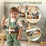 ROBOTIME Wooden Kids Tool Bench, Toddler Tool Bench - Toy Play Workbench Workshop with Tool Belt, Play Tools Set, Drawing Paper for Construction Play, Perfect for Kids Ages 3-5