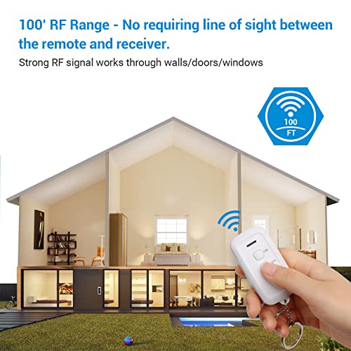 Dewenwils Indoor Remote Control Outlet, Wireless Remote Light Switch, No Interference Remote Outlet Switch, No Wiring, 15A/1875W, 100Ft Rf Range, Compact Design, Programmable #TOP3