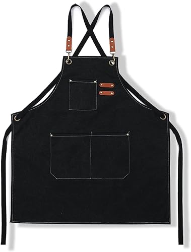 ZHIRONGFA - Delantal de trabajo de lona impermeable y resistente al aceite adecuado para cocina jardinería trabajo café