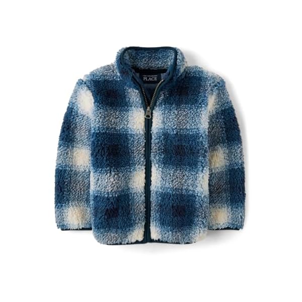 The Children's Place,Baby Boys,and Toddler Cozy Fuzzy Sherpa Jacket,Tidal Plaid,12 Months18 Months