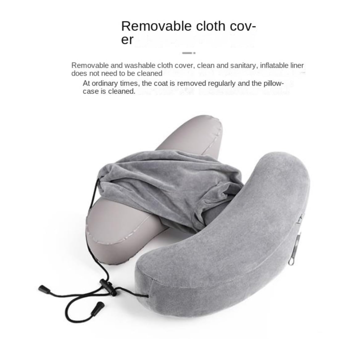 Reisekissen Nackenkissen Aufblasbares Reisekissen, Reise-Kapuzenpullover, Reise-Nackenkissen, U-förmiges Kissen Mit Seitentasche Nackenhörnchen(Grey)