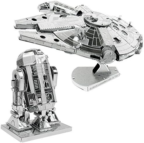 Fascinations Metal Earth 3D Model Kits Star Wars Set of 2 Millennium Falcon & R2-D2