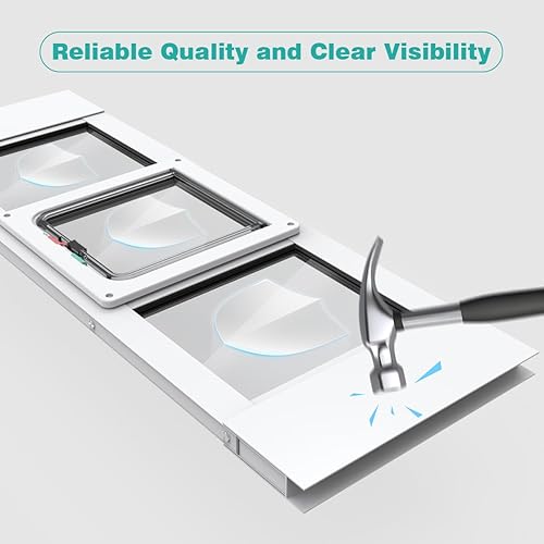 Miniatura 4 de Puerta de gato de aluminio para ventanas, ajustable para adaptarse a un ancho de ventana de 24 a 28 pulgadas, inserto de ventana de puerta de gato