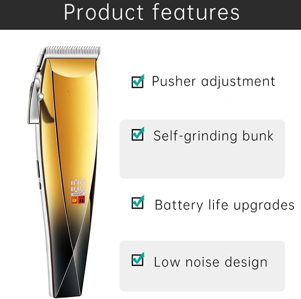 Electric Hair Clipper with Engraved Waterproof LCD Digital Display