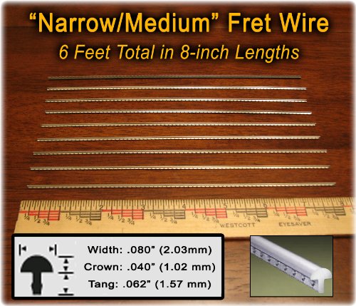 Narrow/Medium Nickel-Silver Fret Wire for Banjos, Dulcimers & More - Six Feet