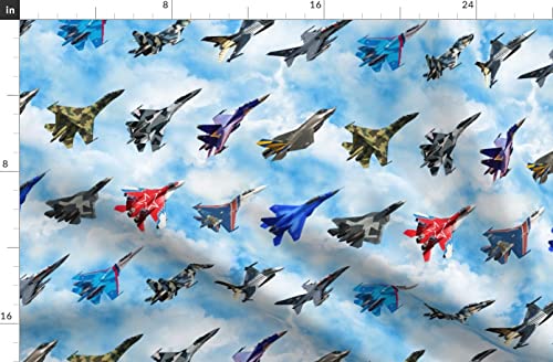 Spoonflower Fabric - Fighters Airplane Planes Collage Fighter Air Boys Printed On Fleece Fabric By The Yard - Sewing Blankets Loungewear And No-Sew Projects #TOP1