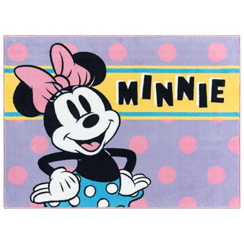 Gertmenian Disney Minnie Mouse Indoor Area Rug - 3x5 Small, Non-Slip, Ideal for Children in Bedroom, Game Room, Classroom, Nursery or Play Area - Dots, 28021