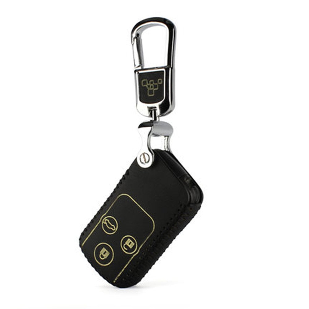 Tucool Racing Leather Car Remote Key Cover Key Case Holder Key Fob Cover 2 Types 4 Colors (2S Black Stitch)
