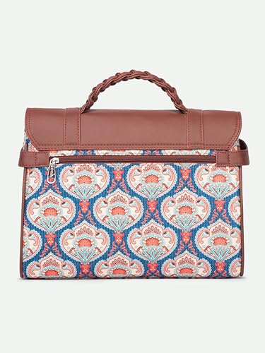 Image of ZOUK Heritage Satchel Bag - Gwalior Weaves | Jute | Vegan Leather Handcrafted With Detachable Sling Strap