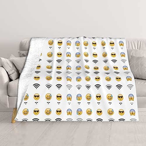 Couverture de canapé émoticones et WiFi double couche douce pour lit - 2