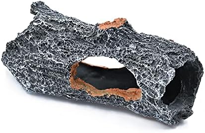 MRTIOO 爬行动物洞穴屋床窝栖息地藏身处,遮阳边缘,适用于板球蜥蜴寄居蟹和其他小型宠物两栖动物配件,水族箱玻璃容器景观装饰