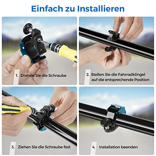 Foto von Fahrradklingel Blau, Innovative Aluminiumlegierung Mini Klingel Fahrrad 100dB Klingel laut, Neue Aufrüstung Fahrradhupe Fahrradglocke für Bike MTB Mountainbike, 22-24 mm Lenker…