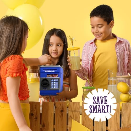 Piggy Bank for Kids - Electronic Money Saving Box w/Code- ATM Safe - Toy Coin Bank - Gifts for Boys Toys for Age 3, 4, 5, 6, 7, 8, 9 - Birthday Gifts for 8, 9, 10, 11, 12 (Blue & Silver) — view 6