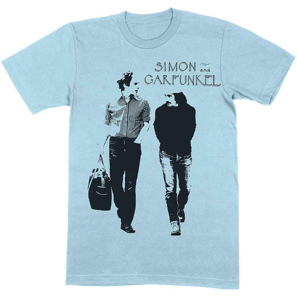 Simon and Garfunkel Walking Logo T-Shirt Mens Light Blue Large SNGTS01MLB03