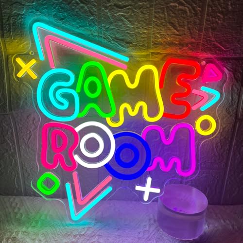 Game Room Neon Sign 13 x 13.6 Big Dimmable Gamer Led Neon Sign USB Powered Colorful Gaming Neon Light Up Sign for Game Zone Teens Boys Girls Bedroom Man Cave Kids Home Party Birthday Wall Decor