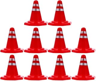 Mini Traffic Cones for Kids, 20Pcs Mini Construction Cones Plastic Roadblock Toys Kids Educational Cognitive Road Sign Models Cake Topper for Boys Girls