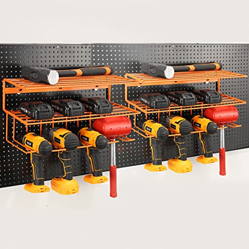 Power Tool Organizer For Tool Storage,Wall Mount Tool Organizers And Storage Rack For Garage Organization,Garage Wall Organizer With Shelf,Heavy Duty Drill Holder For Lifetime Use(2 Pack Orange) #TOP1