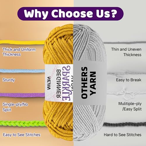 Image of 120g Shimmer White Yarn for Crocheting and Knitting; 120m(144yds) for Beginners with Easy-to-See Stitches; Worsted-Weight Medium #4; Yarn for Beginners Crochet Kit Making