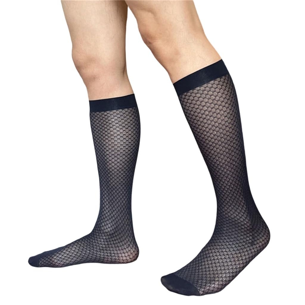 Elnwnnkc Mens Sheer Business Dress Sock Long Over the Calf Dress or Work Socks Nylon Formal Sock Knee Highs Work Stockings