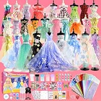 Beanewone Fashion Designer Kit for Girls 1000+Pcs, Arts and Crafts for Kids Age 10, with 30Pcs Fabrics and 6 Mannequins, Sewing Kits for Kids Ages 8-12, Girls Toys Age 6 7 8 9 10 11 12+