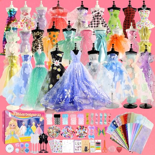 Beanewone Fashion Design Kit 1000+ Pcs, Kit Couture Enfant Comprend 30 Pièces de Tissu et 6 Mannequins, Fashion Designer Enfant Fille 6 Ans, Création de Mode...