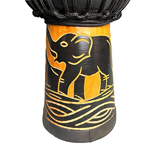 SIPSOCE Djembe Drum 8'' Hand Drum Musical Instrument African Drumk, Bongo (Black elephant)