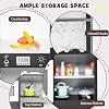 Costzon Kids Kitchen Playset, 2-Piece Little Chef Pretend Cooking Toy w/Light, Sound, Washing Basin, Microwave, Blackboard, Ice Maker, Range Hood, Stove, Corner Wooden Play Kitchen for Kids 3+ (Black)