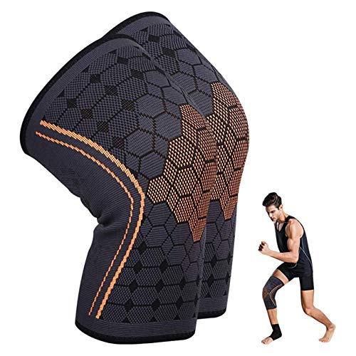 KEAFOLS 1 Paire Genouillère de Compression genouillère légère fit pour Les Hommes Femmes genouillère de Soutien pour Le soulagement de la Douleur arthrite,Convient pour Le Sport (Frêne Orange, L)