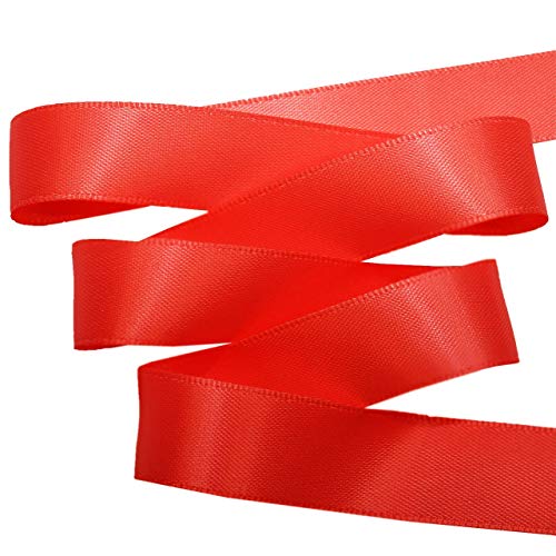 Image of Morex Ribbon Double Face Satin Ribbon, 3 /8 inchx 50 Yd, Hot Red