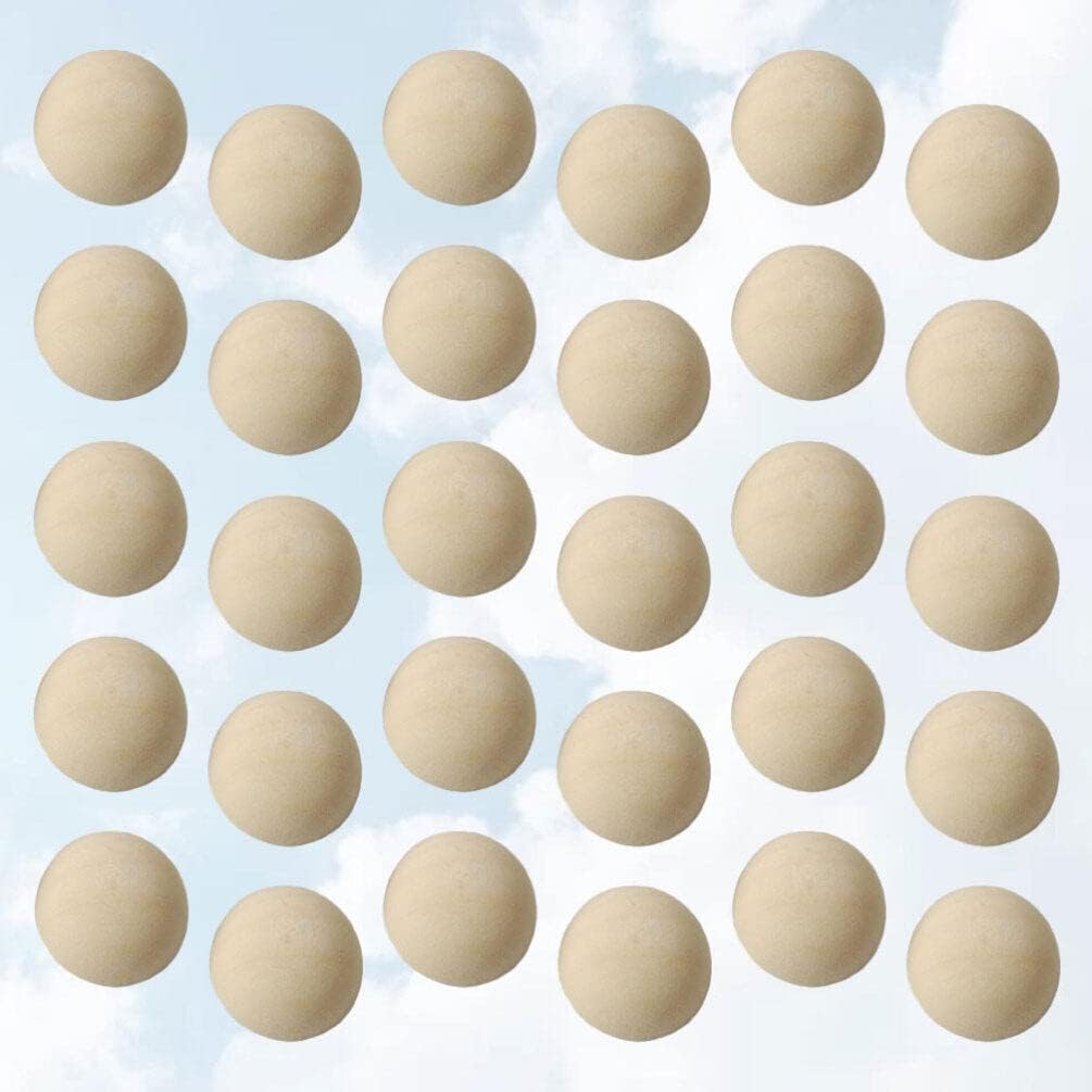 SUPVOX 30Pcs Unfinished Half Wooden Balls 1.2 Inch Mini Hemisphere Craft Supplies for DIY Painting Kids Crafts Home Decoration - Image 8
