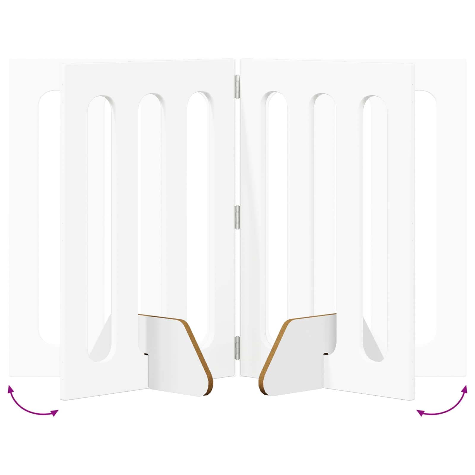 Valla plegable para mascotas de madera, color blanco, 201 x 38 x 70 cm, 4 piezas con paneles plegables flexibles para interiores, plegable, protección segura, ideal para perros, cachorros
