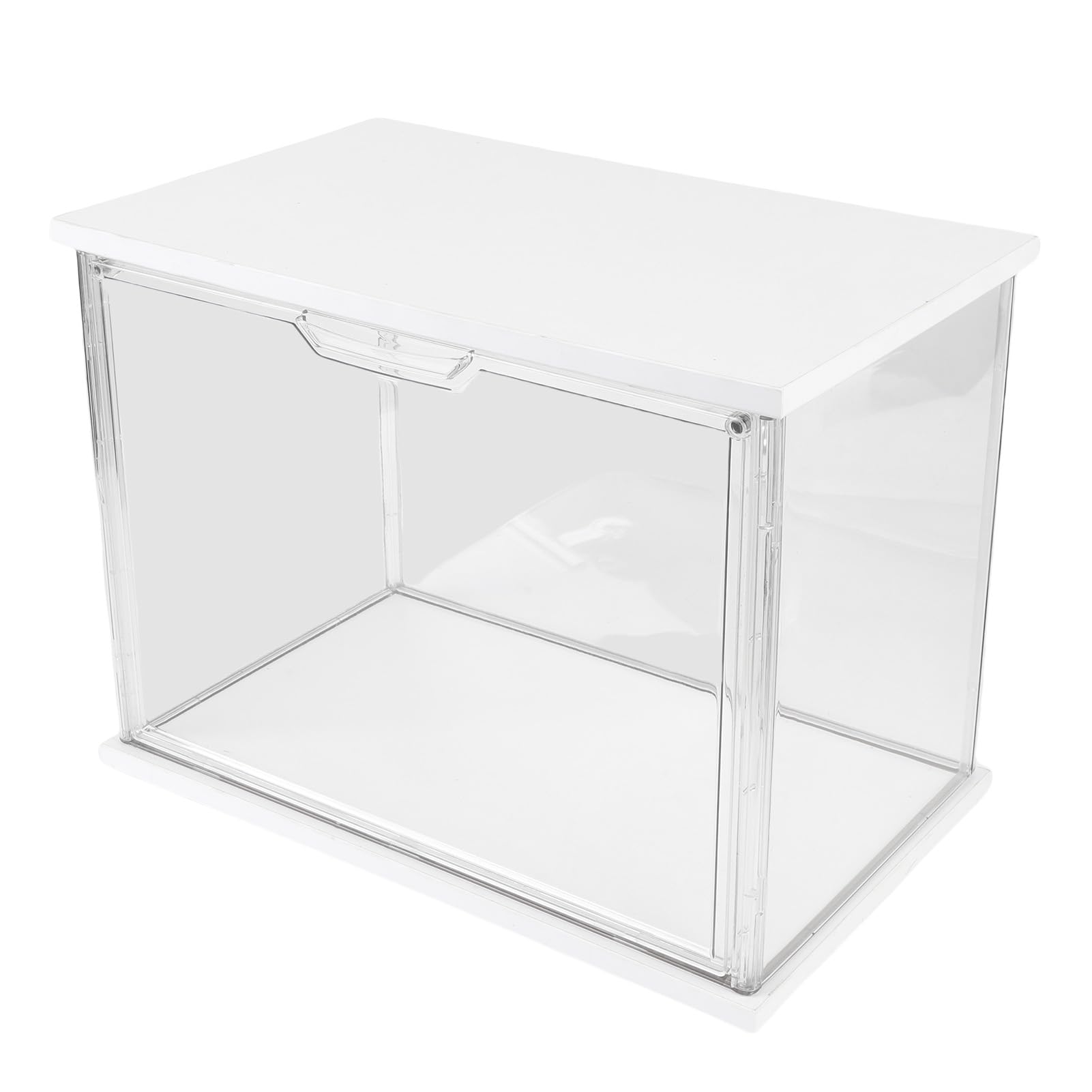 Vetrina trasparente per personaggi, scatola da collezione durevole, facile accesso per giocattoli, per la casa, 36 x 22 x 26 cm (bianco)
