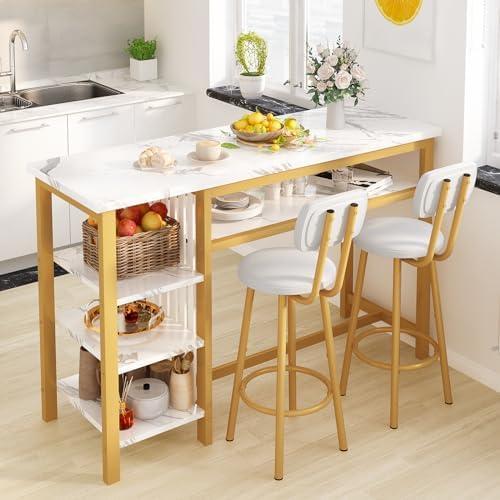 High Table Elegant With 3 Shelves And Comfortable Padded Chairs