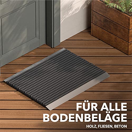 Outdoor mat aluminium with gray brushes 40 x 60 cm, dirt trapper mat, outdoor mat, aluminium outdoor doormat - Image 3