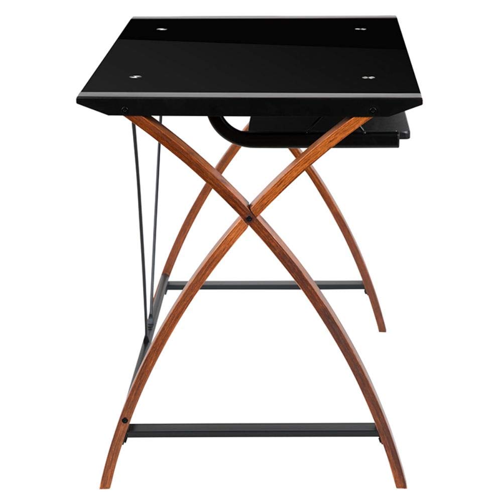 Flash Furniture Escritorio esquinero de Cristal en Forma de L con Bandeja extraíble para Teclado, Metal, Negro, 83 Pulgadas de Ancho x 23.5 Pulgadas de Profundidad x 29 Pulgadas de Alto
